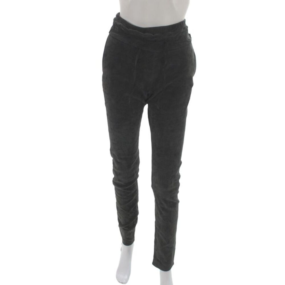 Humanoid Women Black Lamb Leather Jogger Pants Drawstring Size M